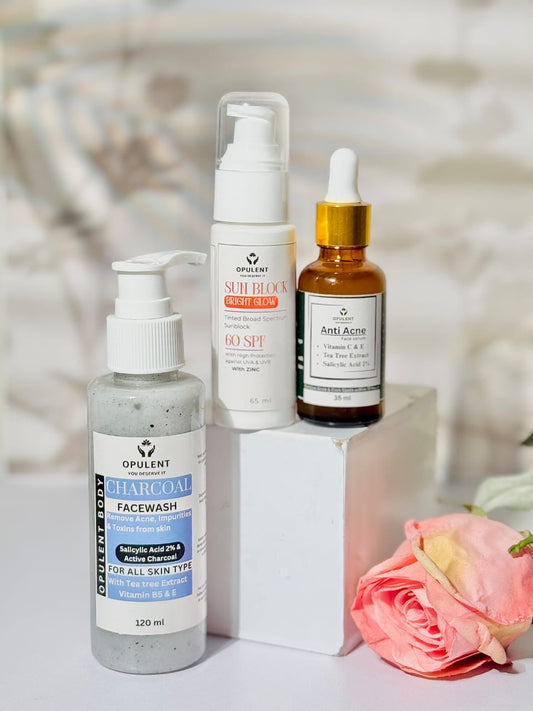 Anti Acne Bundle For Glass Skin | With Salicylic Acid 2% Vitamin C&E and With 60 SPF Sun Protection