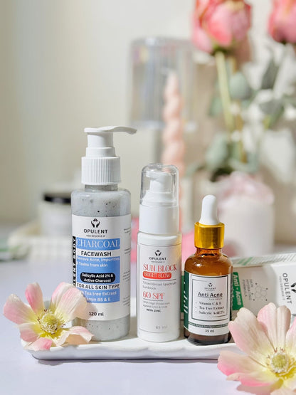 Anti Acne Bundle For Glass Skin | With Salicylic Acid 2% Vitamin C&E and With 60 SPF Sun Protection