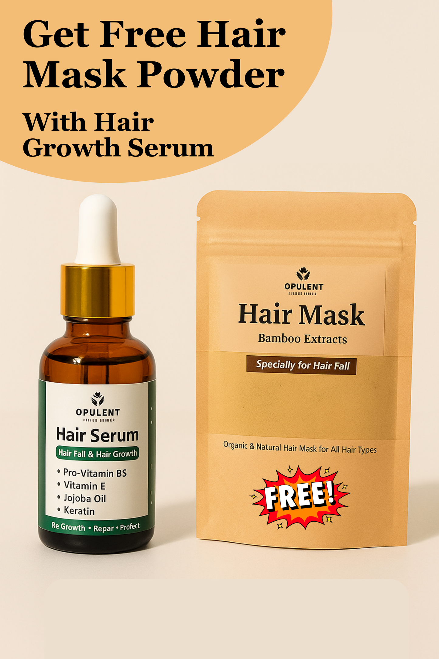 Get Free Hair Mask Powder with Hair Growth Serum | Opulent Body