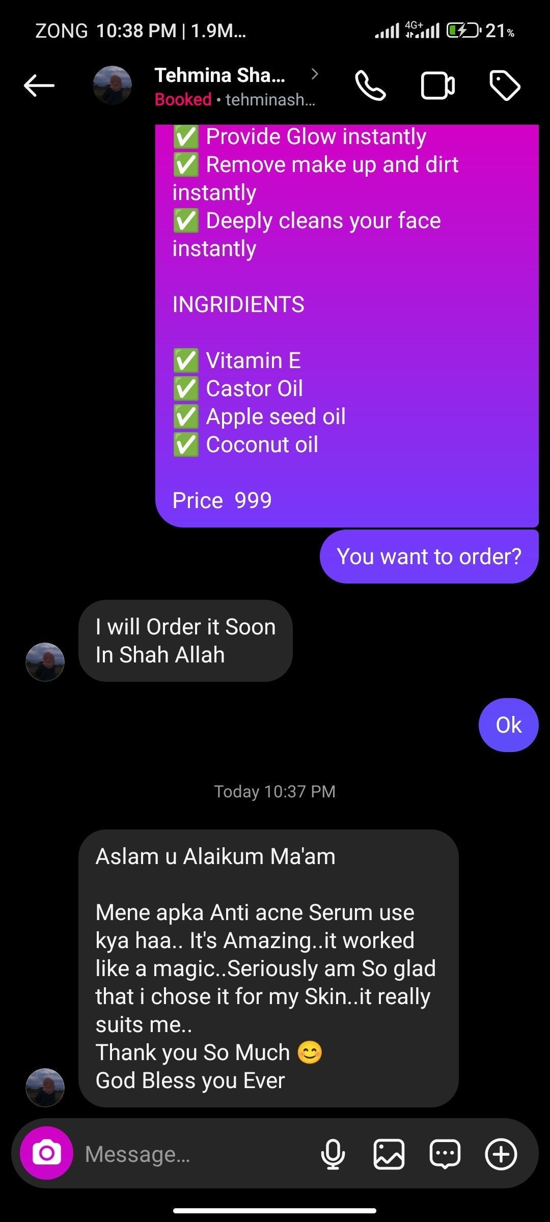 Anti Acne & Glowing Serum | Salicylic 2%, Vitamin C & E and Tea Tree Extract 2%